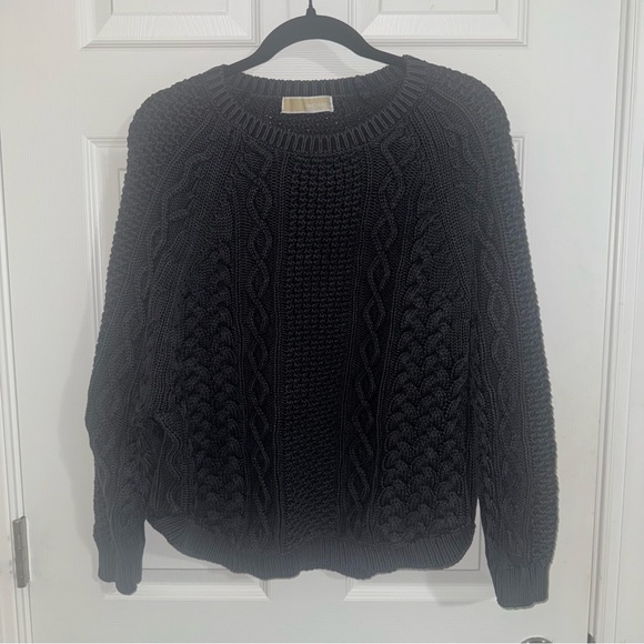Michael Kors Charcoal Cable Knit Crewneck Sweater - Picture 1 of 3